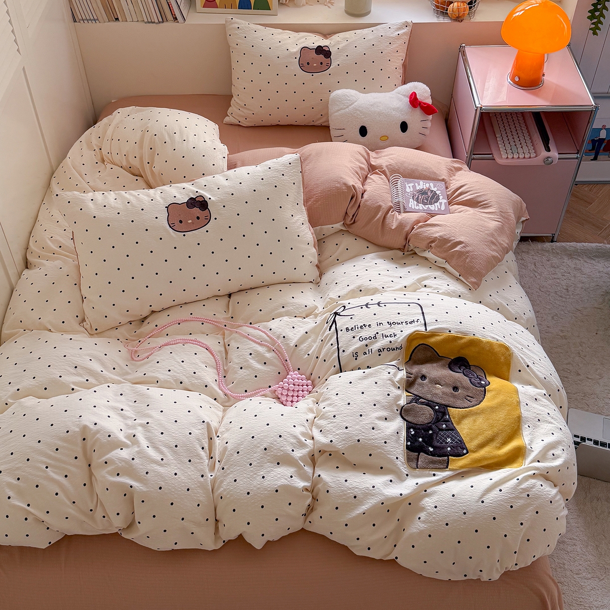 91家纺网 家纺一手货源 找家纺 美乐迪家纺 2026新款贴布绣云感双层纱四件套 躲猫猫