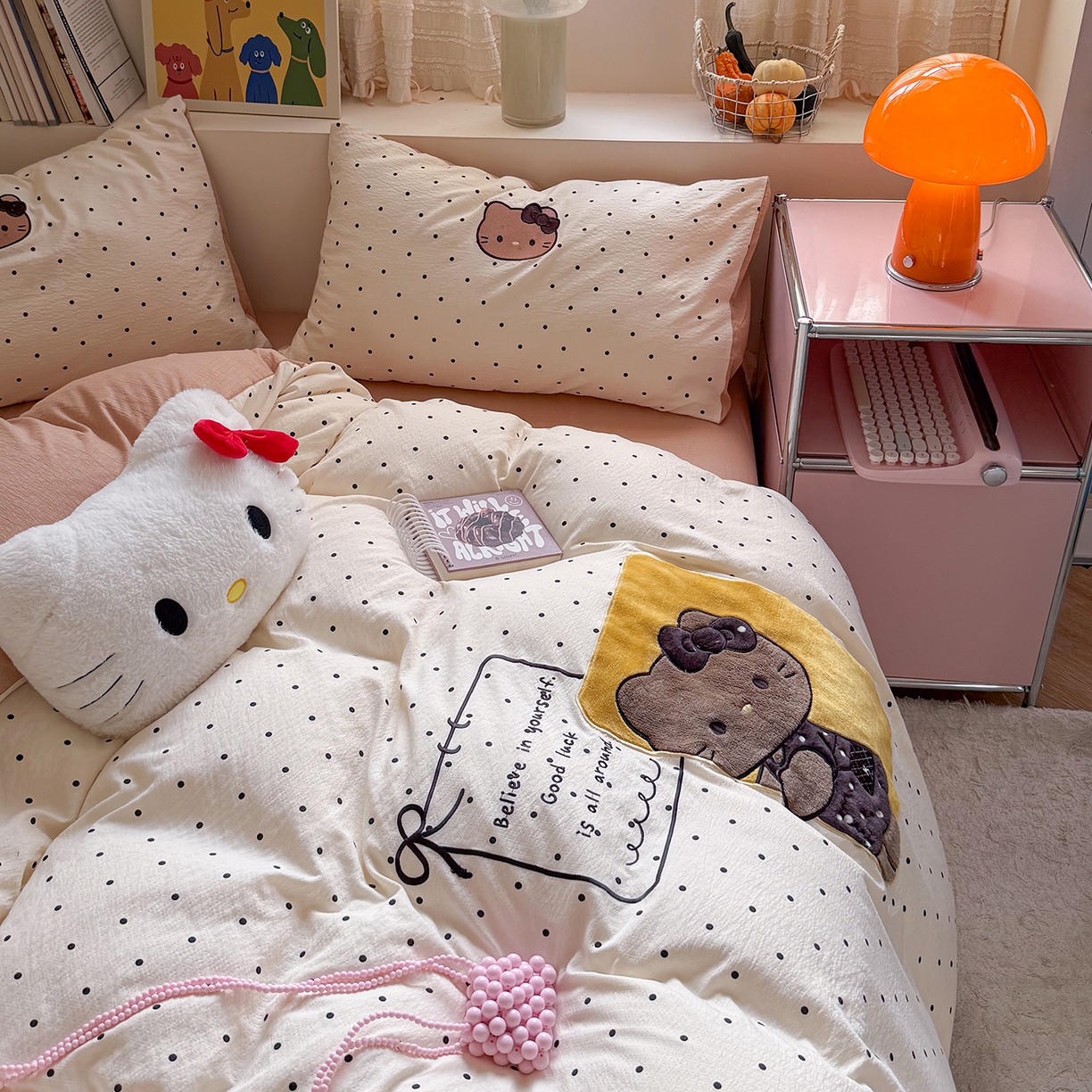 91家纺网 家纺一手货源 找家纺 美乐迪家纺 2026新款贴布绣云感双层纱四件套 躲猫猫