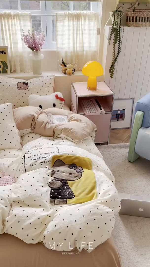 91家纺网 家纺一手货源 找家纺 美乐迪家纺 2026新款贴布绣云感双层纱四件套 躲猫猫