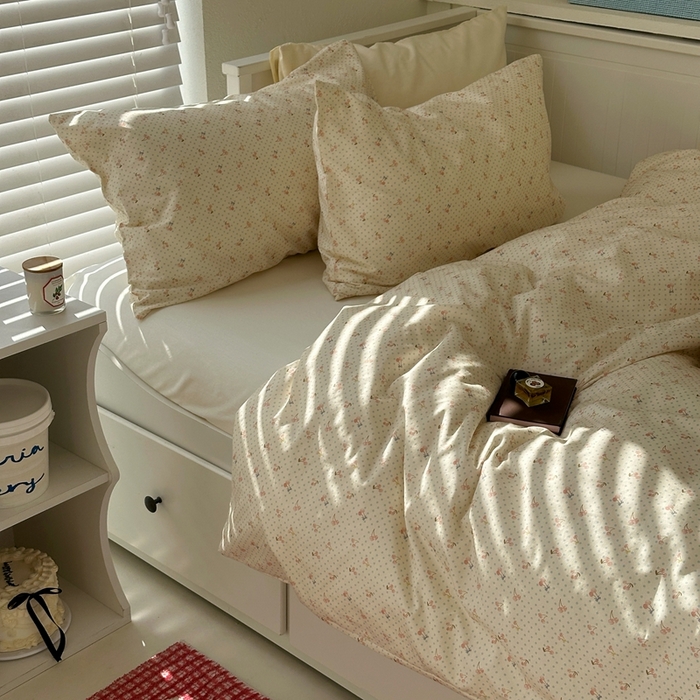 91家纺网 家纺一手货源 找家纺 2026纯棉小清新ins风四件套可爱卡通被套纯色床单1.8床笠加大被套学生宿舍三件套 樱桃小丸子-奶白