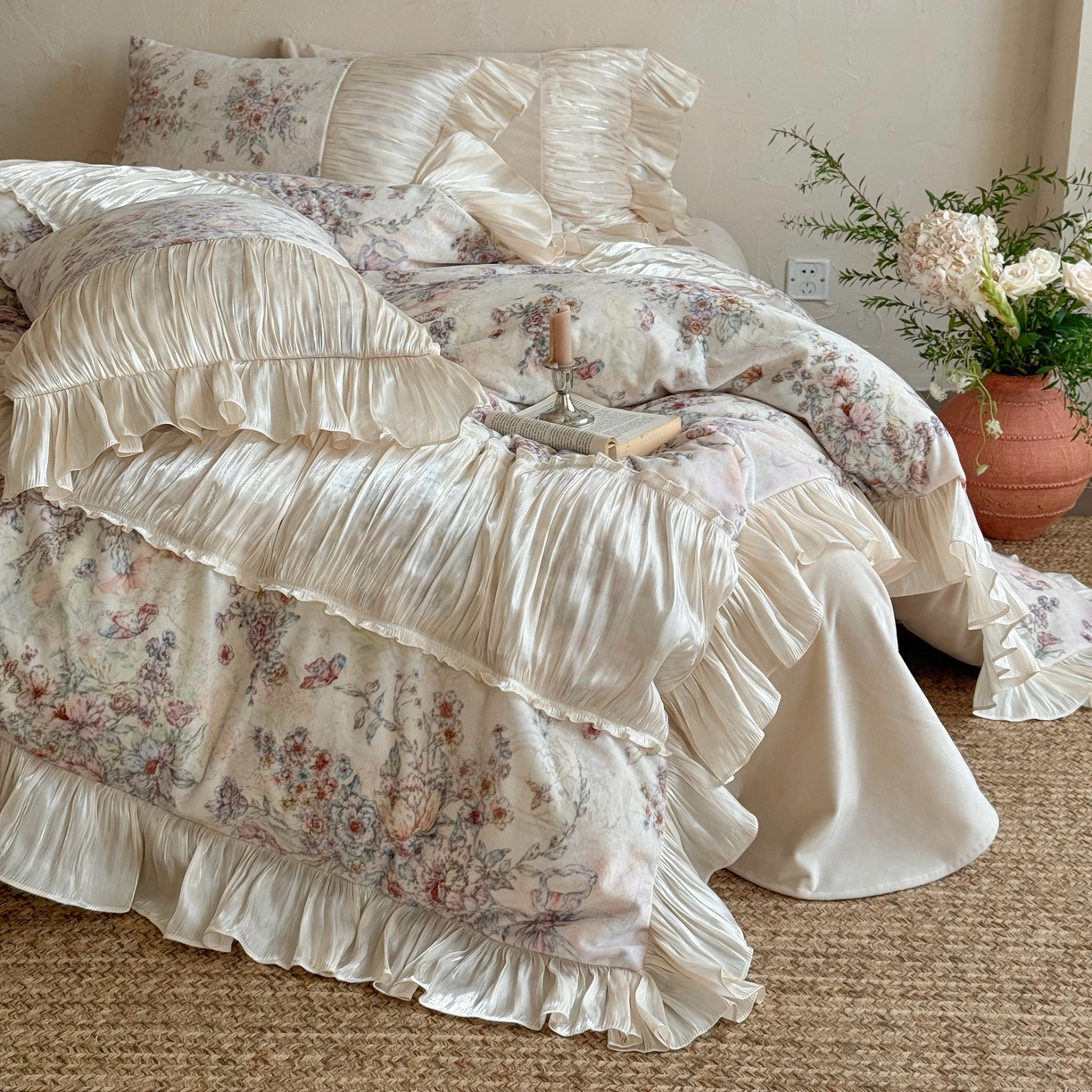 91家纺网 家纺一手货源 找家纺 （总）佳汐蓝家纺 2026新款牛奶绒印花流光纱四件套-香奈（券后不低于328元）