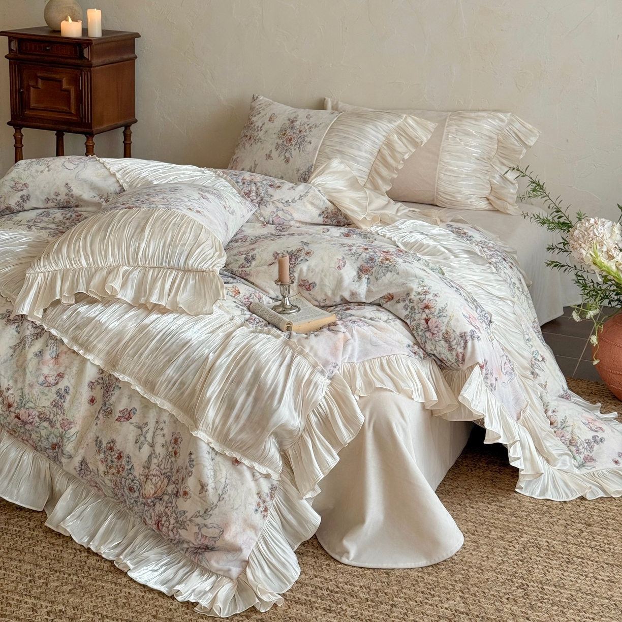 91家纺网 家纺一手货源 找家纺 （总）佳汐蓝家纺 2026新款牛奶绒印花流光纱四件套-香奈（券后不低于328元）