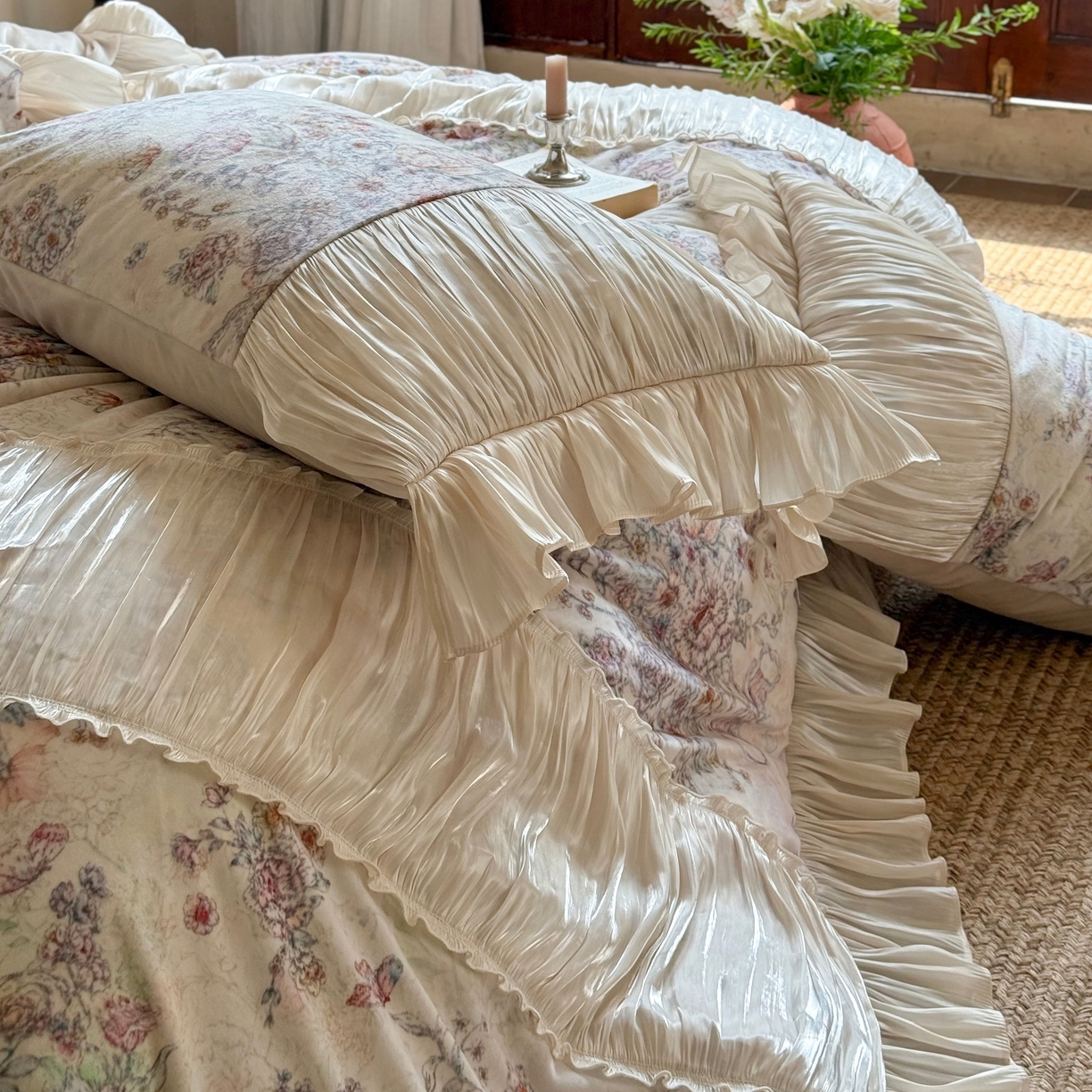 91家纺网 家纺一手货源 找家纺 （总）佳汐蓝家纺 2026新款牛奶绒印花流光纱四件套-香奈（券后不低于328元）