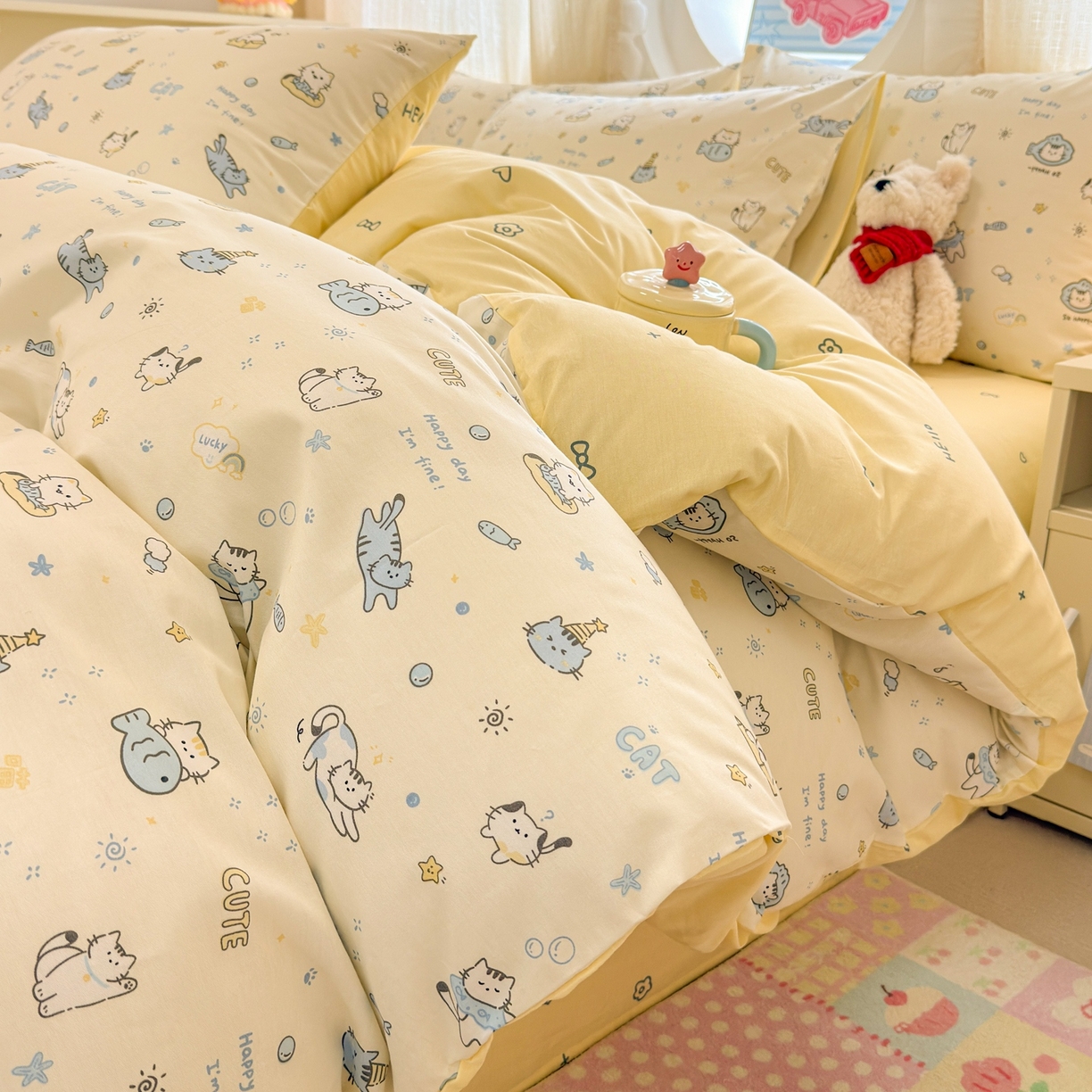 91家纺网 家纺一手货源 找家纺 （总）呗旺鹿 2026新款全棉纯棉40支13070卡通印花四件套