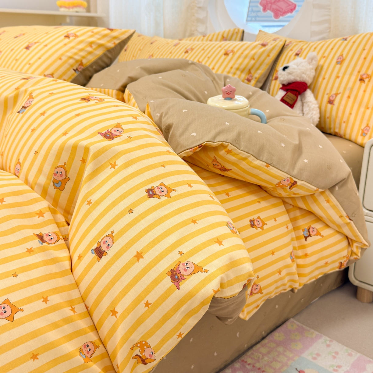 91家纺网 家纺一手货源 找家纺 （总）呗旺鹿 2026新款全棉纯棉40支13070卡通印花四件套