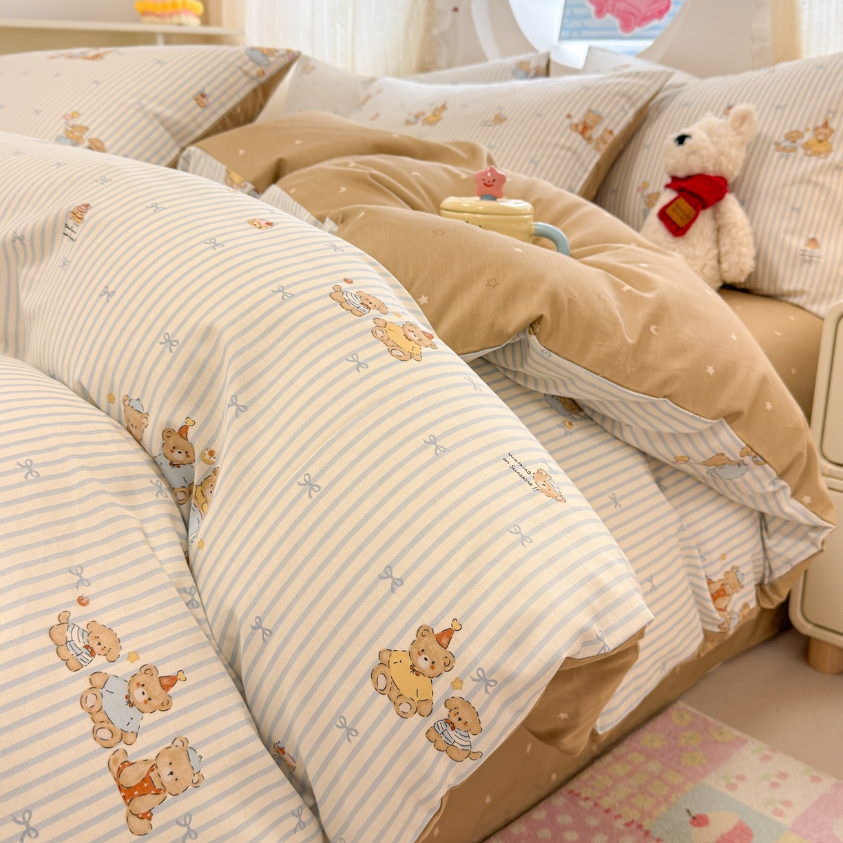 91家纺网 家纺一手货源 找家纺 （总）呗旺鹿 2026新款全棉纯棉40支13070卡通印花四件套