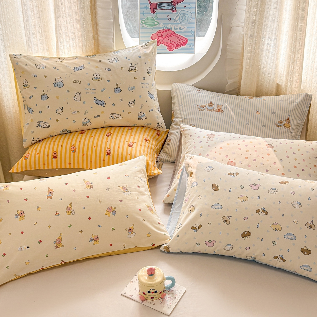 91家纺网 家纺一手货源 找家纺 呗旺鹿 2026新款全棉纯棉40支13070卡通印花四件套 组合图仅供展示不可下单