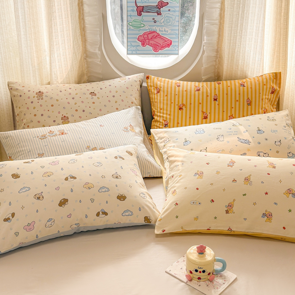 91家纺网 家纺一手货源 找家纺 呗旺鹿 2026新款全棉纯棉40支13070卡通印花四件套 组合图仅供展示不可下单