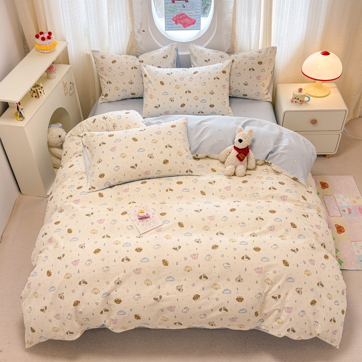 91家纺网 家纺一手货源 找家纺 呗旺鹿 2026新款全棉纯棉40支13070卡通印花四件套 鼻涕狗