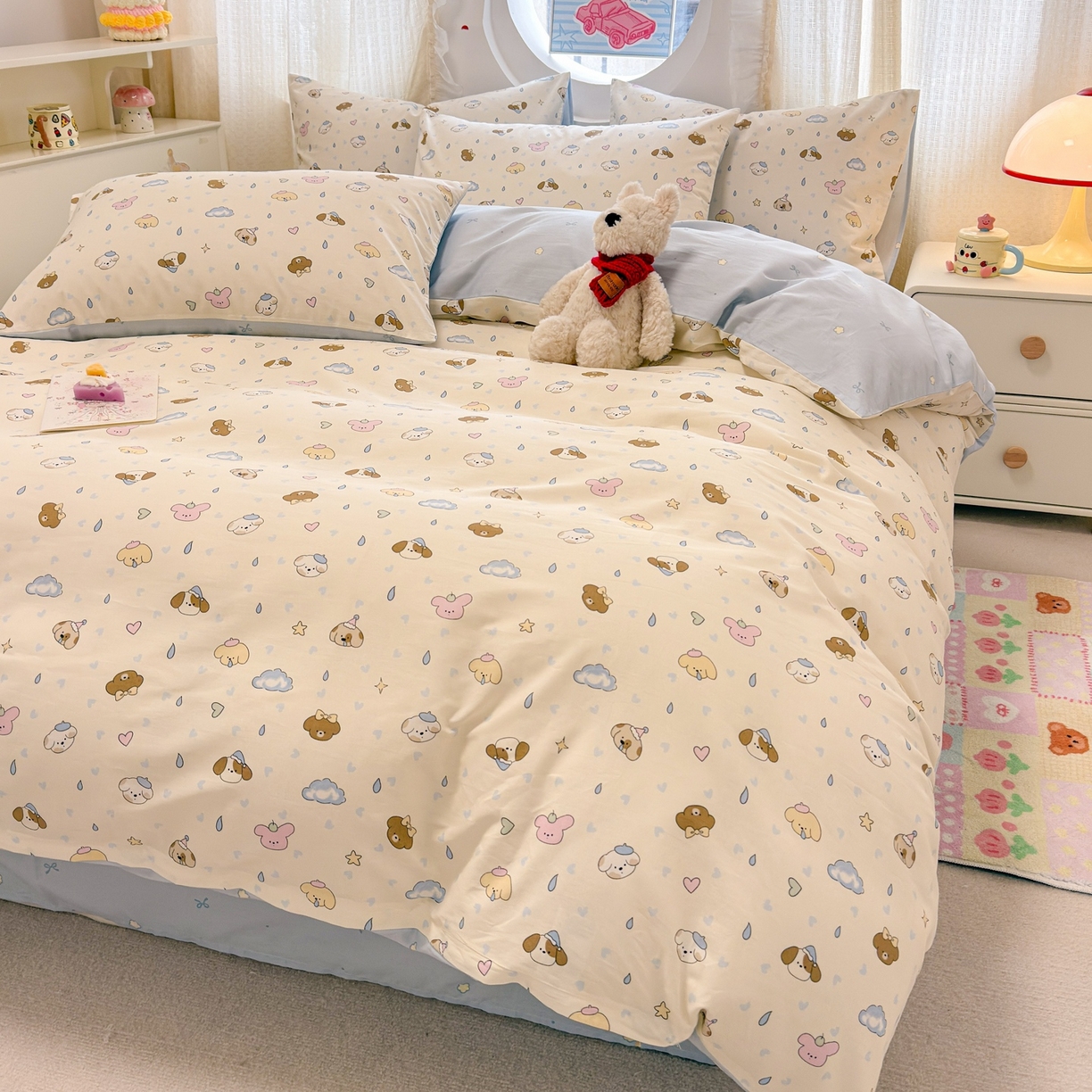 91家纺网 家纺一手货源 找家纺 呗旺鹿 2026新款全棉纯棉40支13070卡通印花四件套 鼻涕狗