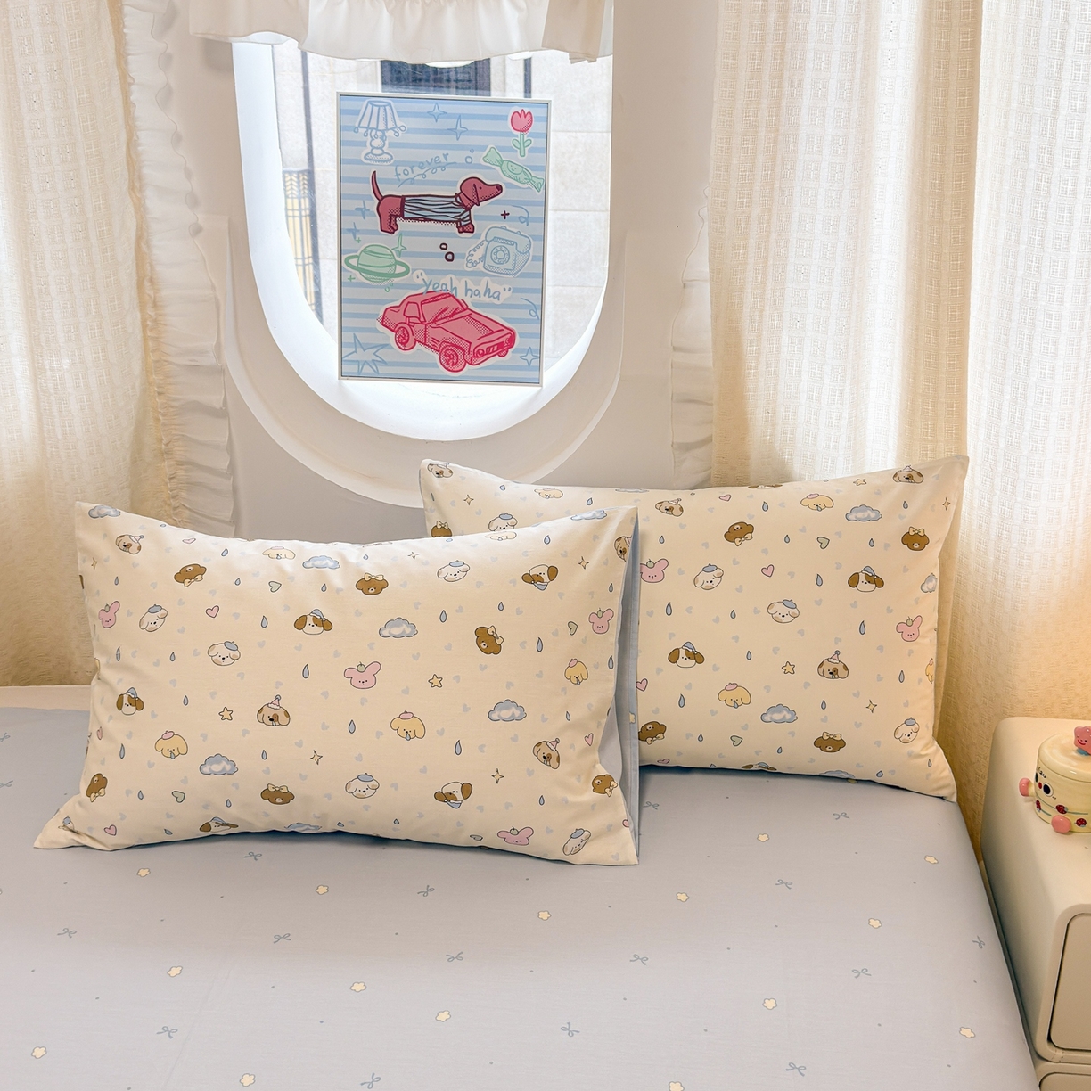 91家纺网 家纺一手货源 找家纺 呗旺鹿 2026新款全棉纯棉40支13070卡通印花四件套 鼻涕狗