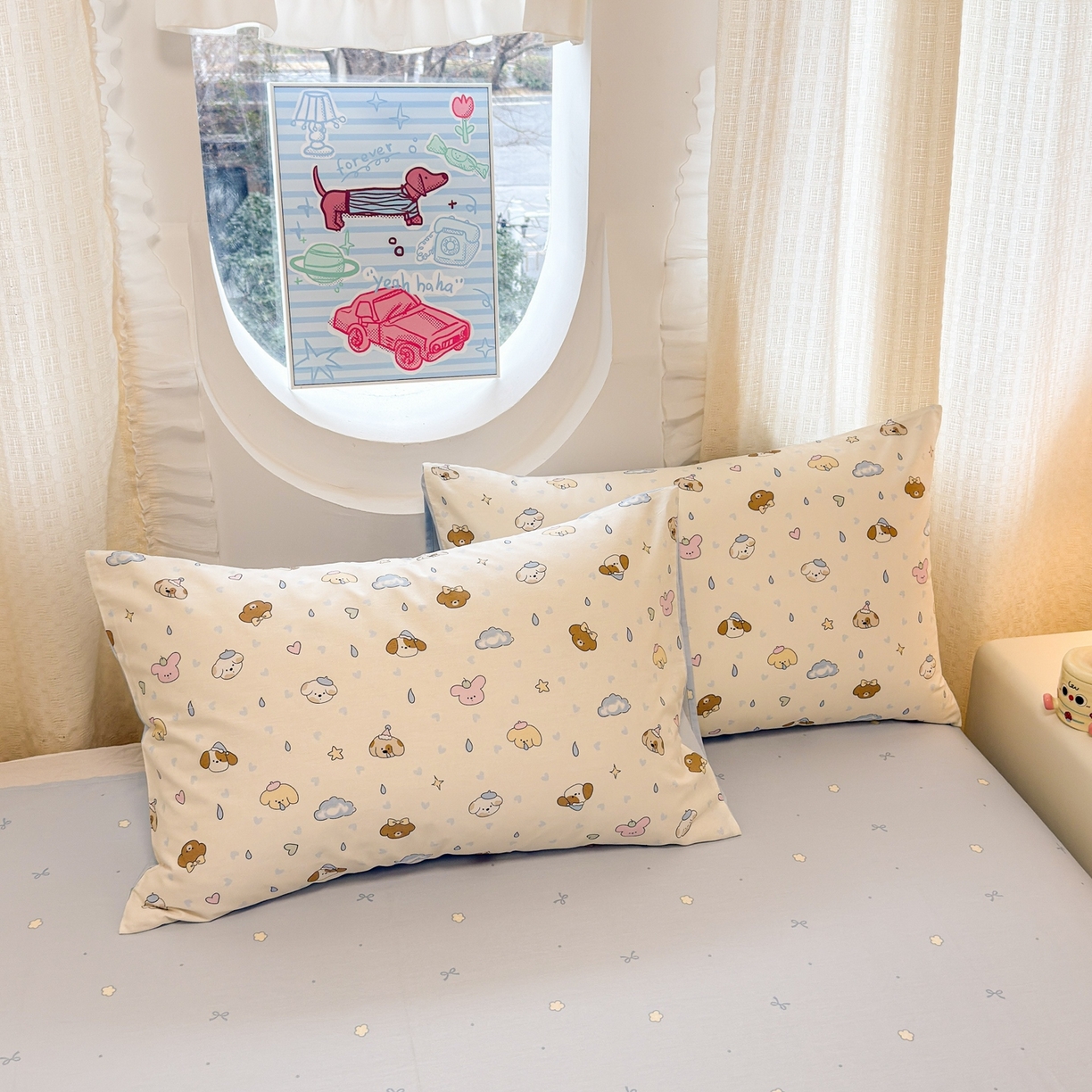 91家纺网 家纺一手货源 找家纺 呗旺鹿 2026新款全棉纯棉40支13070卡通印花四件套 鼻涕狗