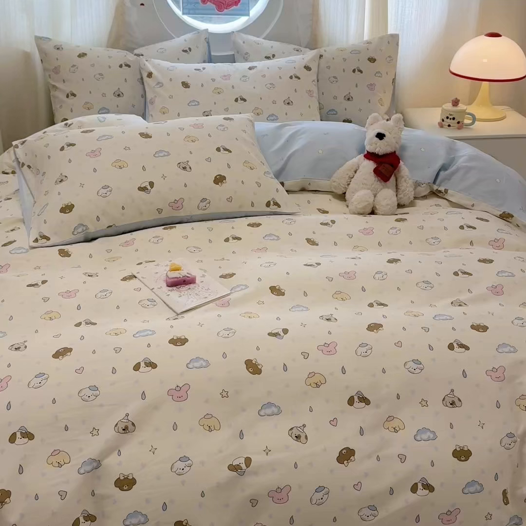 91家纺网 家纺一手货源 找家纺 呗旺鹿 2026新款全棉纯棉40支13070卡通印花四件套 鼻涕狗