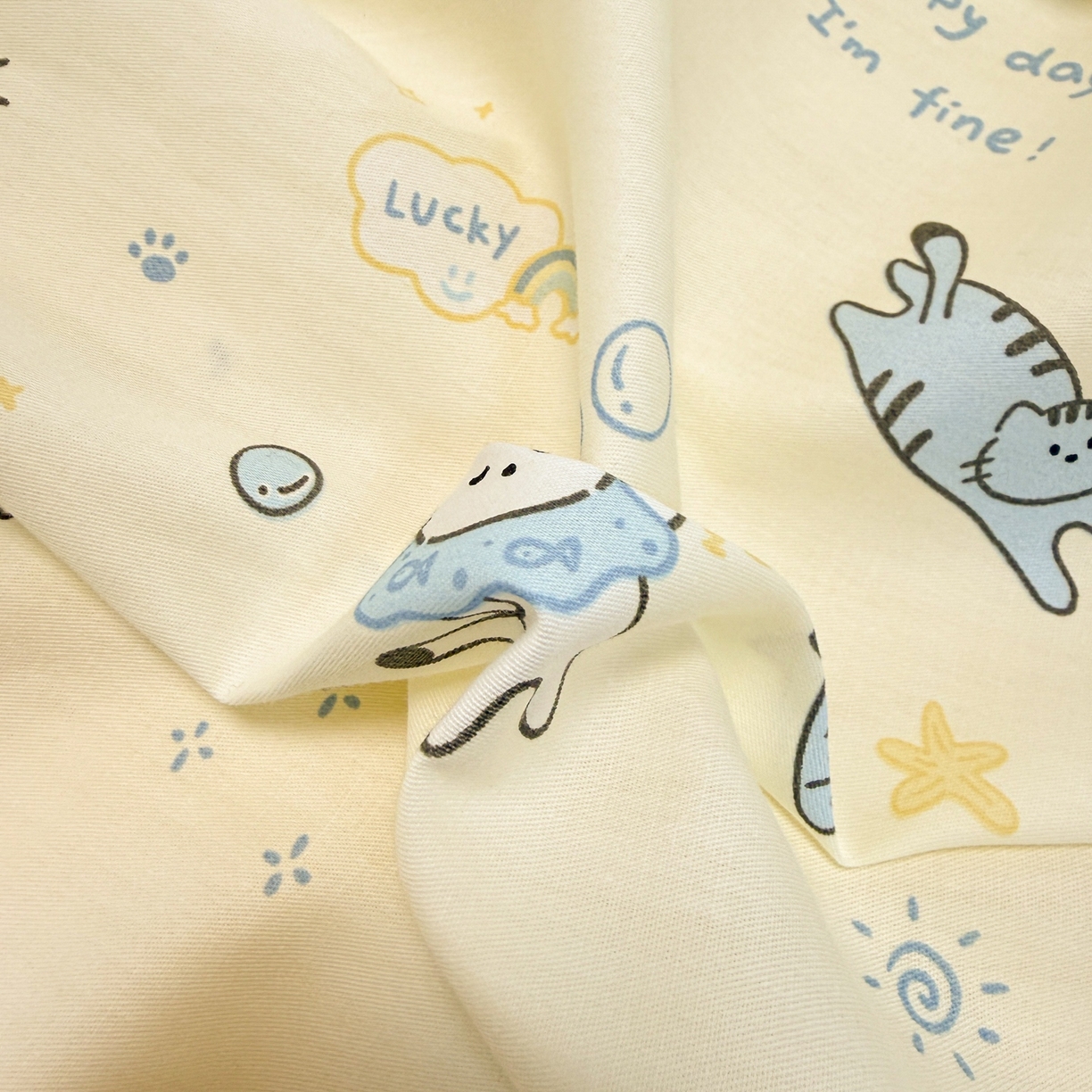 91家纺网 家纺一手货源 找家纺 呗旺鹿 2026新款全棉纯棉40支13070卡通印花四件套 机灵猫