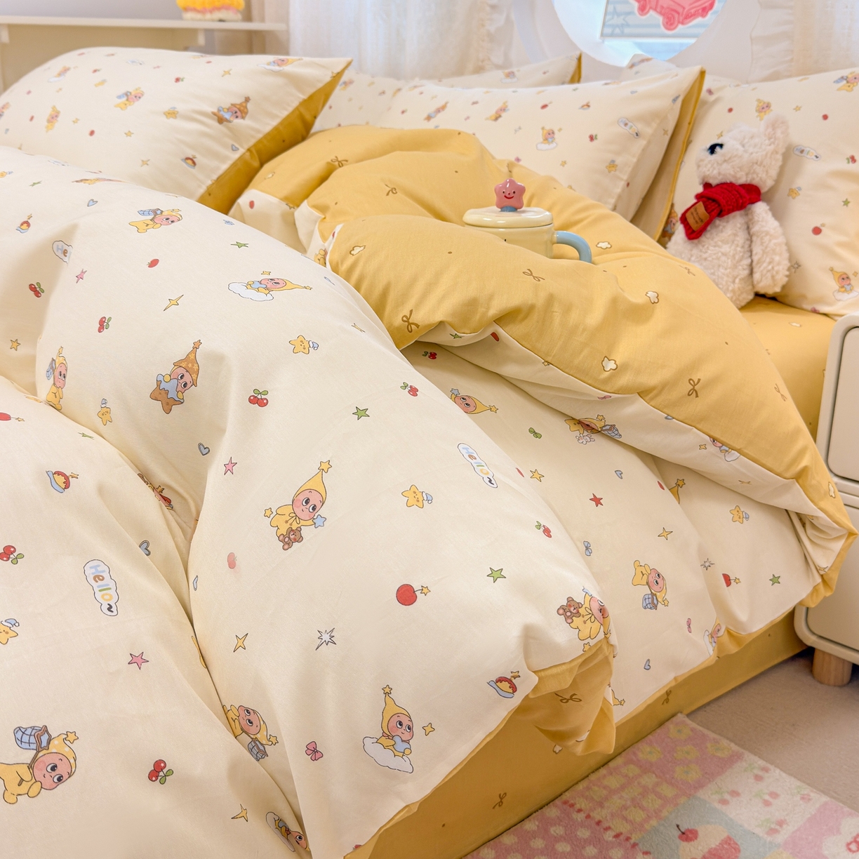 呗旺鹿 2026新款全棉纯棉40支13070卡通印花四件套 可爱星人