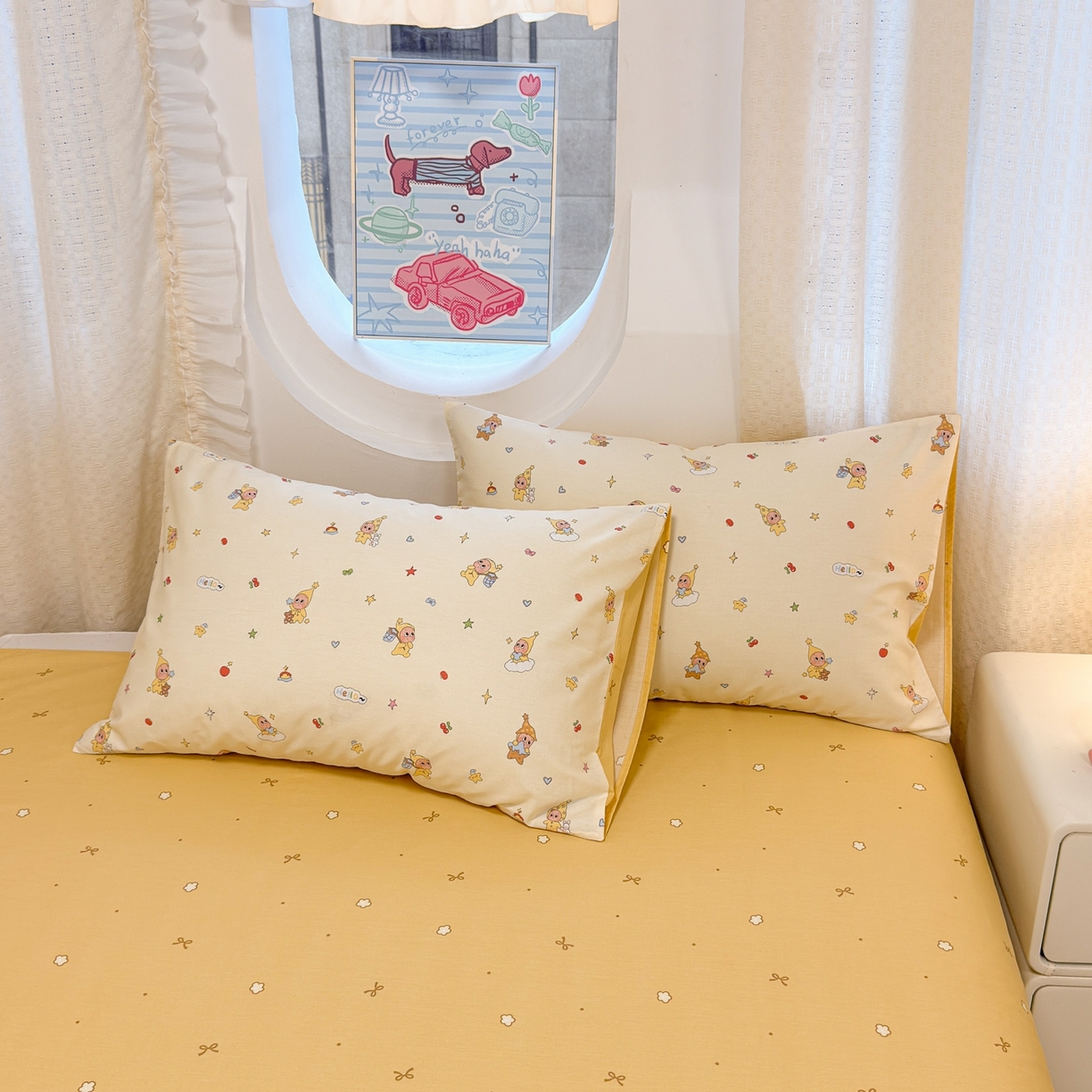 91家纺网 家纺一手货源 找家纺 呗旺鹿 2026新款全棉纯棉40支13070卡通印花四件套 可爱星人