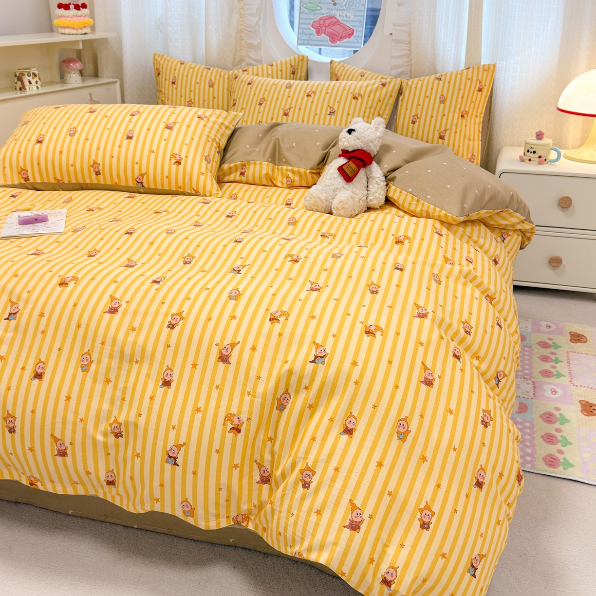 91家纺网 家纺一手货源 找家纺 呗旺鹿 2026新款全棉纯棉40支13070卡通印花四件套 萌星