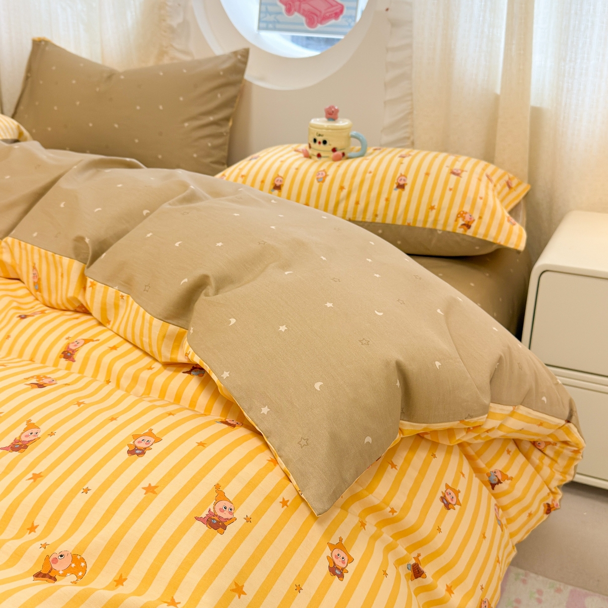 91家纺网 家纺一手货源 找家纺 呗旺鹿 2026新款全棉纯棉40支13070卡通印花四件套 萌星