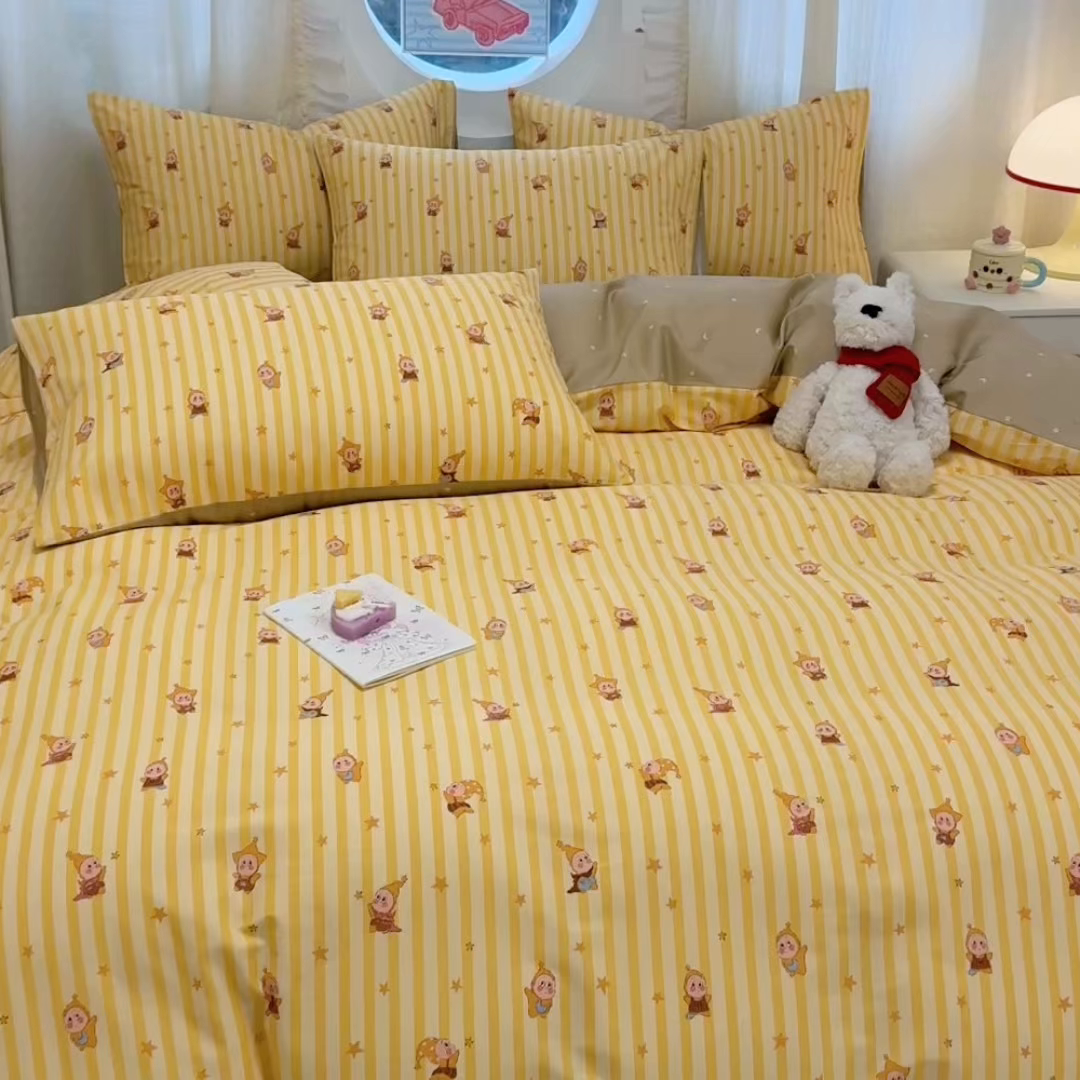 91家纺网 家纺一手货源 找家纺 呗旺鹿 2026新款全棉纯棉40支13070卡通印花四件套 萌星