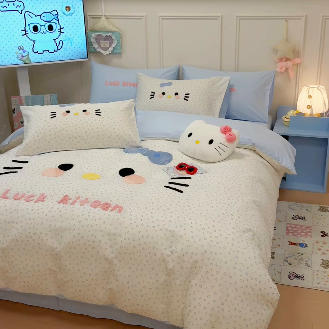 91家纺网 家纺一手货源 找家纺 （总）懒猫家纺 2026新款高精密40支13374全棉纯棉喷气印花毛巾绣四件套