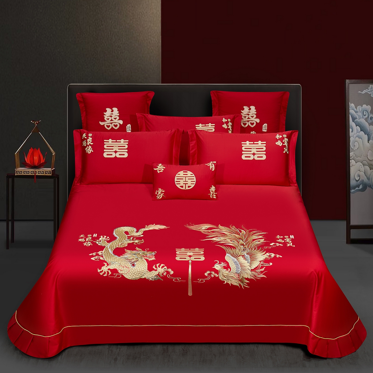 91家纺网 家纺一手货源 找家纺 浩情国际婚庆供货中心 2026新款长绒棉100%纯棉全棉结婚刺绣婚庆床单单件绣花纯色三件套单品婚庆枕套长期供货 提供买家秀 鸾凤和鸣-绣花款