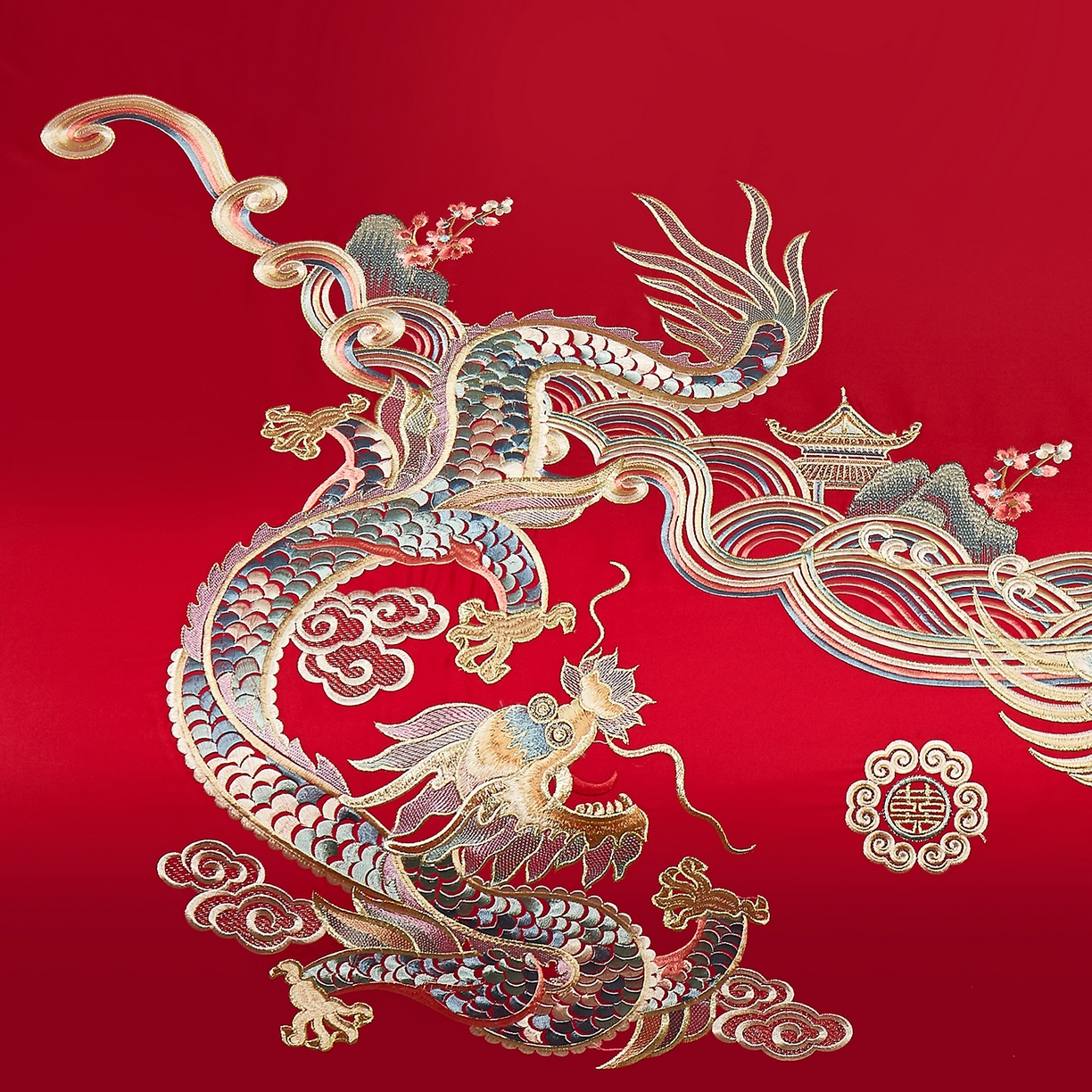 91家纺网 家纺一手货源 找家纺 浩情国际婚庆供货中心 2026新款长绒棉100%纯棉全棉结婚刺绣婚庆床单单件绣花纯色三件套单品婚庆枕套长期供货 提供买家秀 祥龙禧凤-绣花款