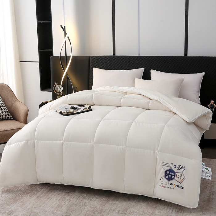 91家纺网 家纺一手货源 找家纺 亚龙工厂店 2026新款石墨烯自发热抗菌立体控温被冬被被子被芯 白色