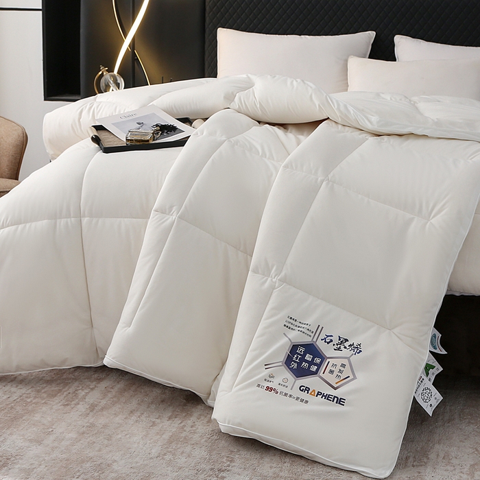 91家纺网 家纺一手货源 找家纺 亚龙工厂店 2026新款石墨烯自发热抗菌立体控温被冬被被子被芯 白色