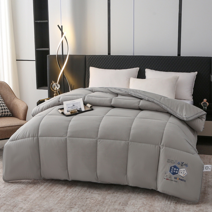 91家纺网 家纺一手货源 找家纺 亚龙工厂店 2026新款石墨烯自发热抗菌立体控温被冬被被子被芯 灰色