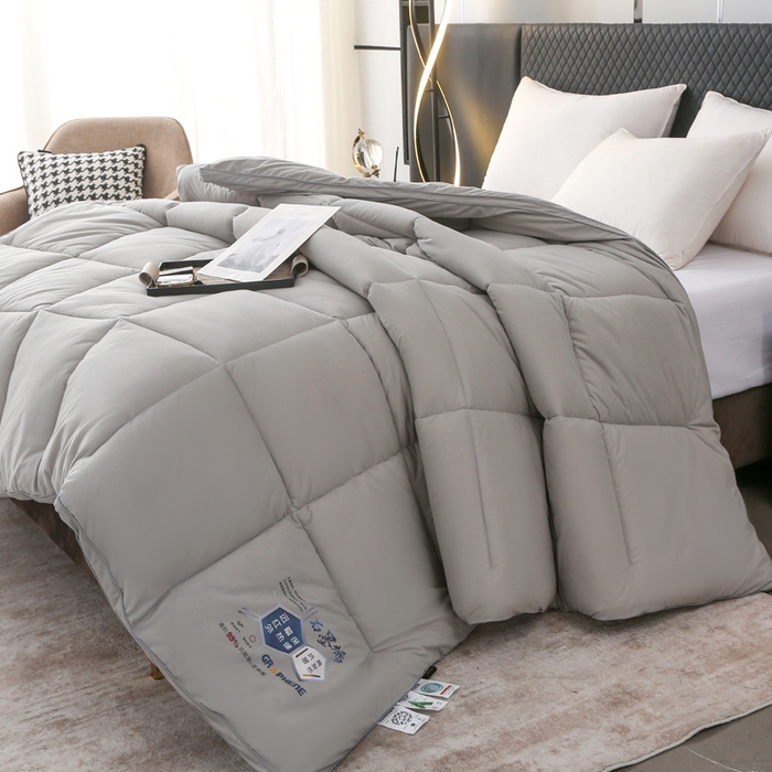 91家纺网 家纺一手货源 找家纺 亚龙工厂店 2026新款石墨烯自发热抗菌立体控温被冬被被子被芯 灰色