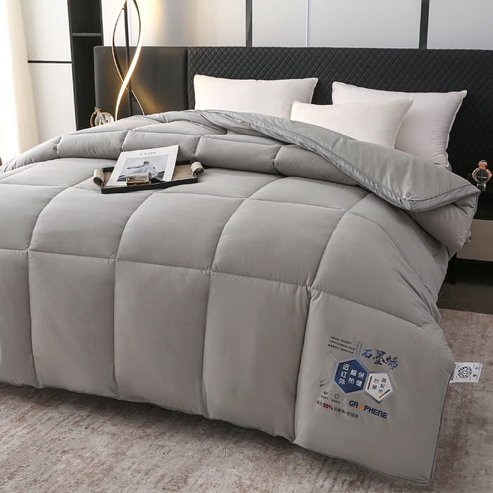 91家纺网 家纺一手货源 找家纺 亚龙工厂店 2026新款石墨烯自发热抗菌立体控温被冬被被子被芯 灰色