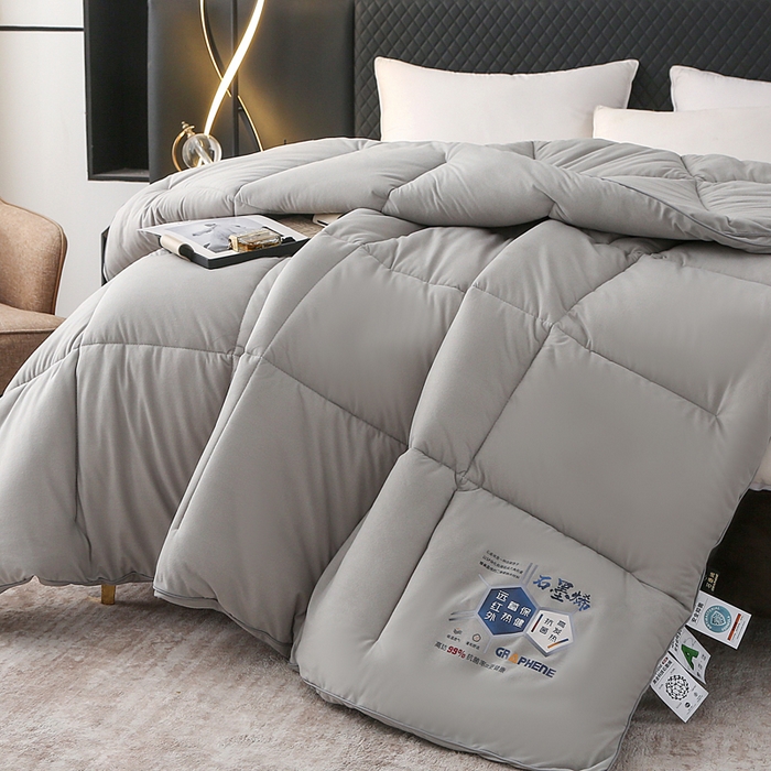 91家纺网 家纺一手货源 找家纺 亚龙工厂店 2026新款石墨烯自发热抗菌立体控温被冬被被子被芯 灰色
