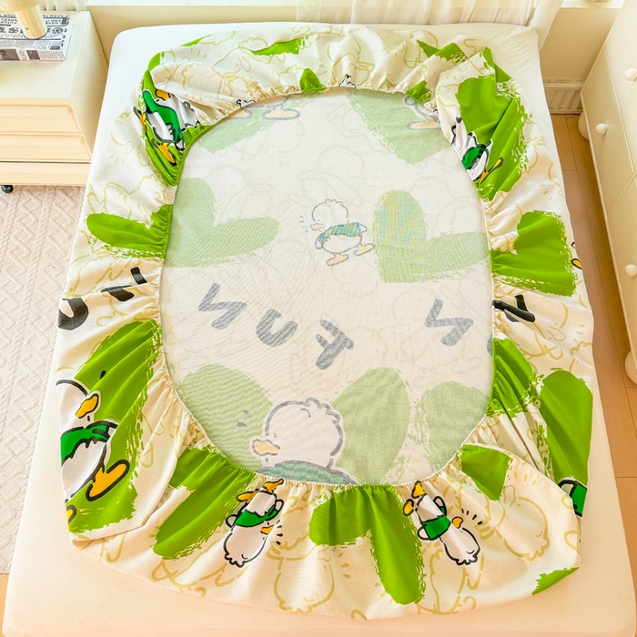 91家纺网 家纺一手货源 找家纺 爱彼家纺 2026原棉加厚老粗布床笠凉感床罩可当凉席床笠三件套 老粗布床笠 想你鸭