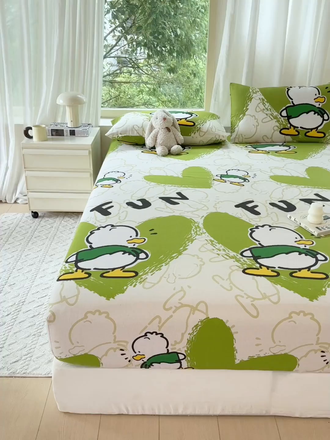 91家纺网 家纺一手货源 找家纺 爱彼家纺 2026原棉加厚老粗布床笠凉感床罩可当凉席床笠三件套 老粗布床笠 想你鸭