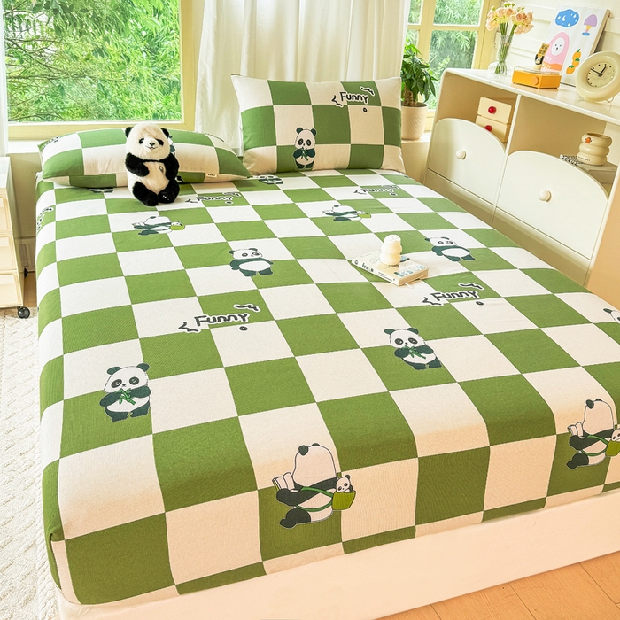 91家纺网 家纺一手货源 找家纺 爱彼家纺 2026原棉加厚老粗布床笠凉感床罩可当凉席床笠三件套 老粗布床笠-背包熊