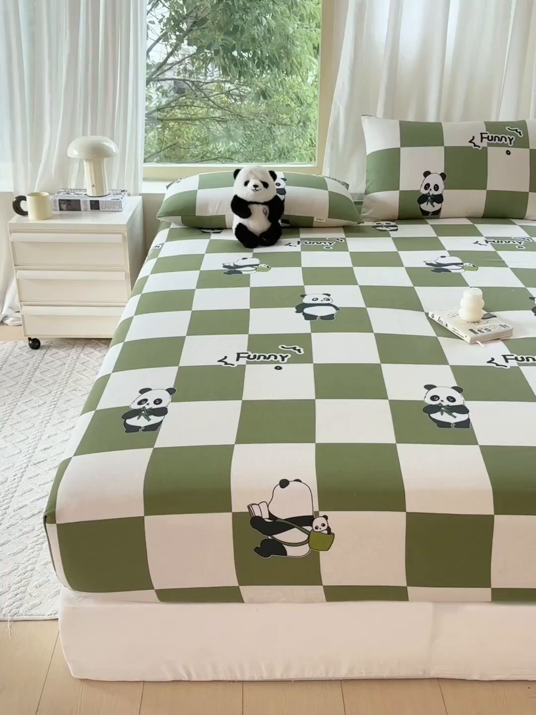 91家纺网 家纺一手货源 找家纺 爱彼家纺 2026原棉加厚老粗布床笠凉感床罩可当凉席床笠三件套 老粗布床笠-背包熊