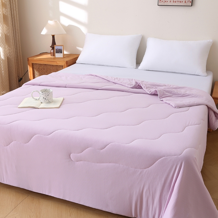 91家纺网 家纺一手货源 找家纺 亚龙工厂店 2026新款针织提花凉感被夏被夏凉被空调被 粉色