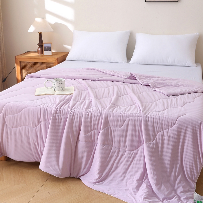 91家纺网 家纺一手货源 找家纺 亚龙工厂店 2026新款针织提花凉感被夏被夏凉被空调被 粉色