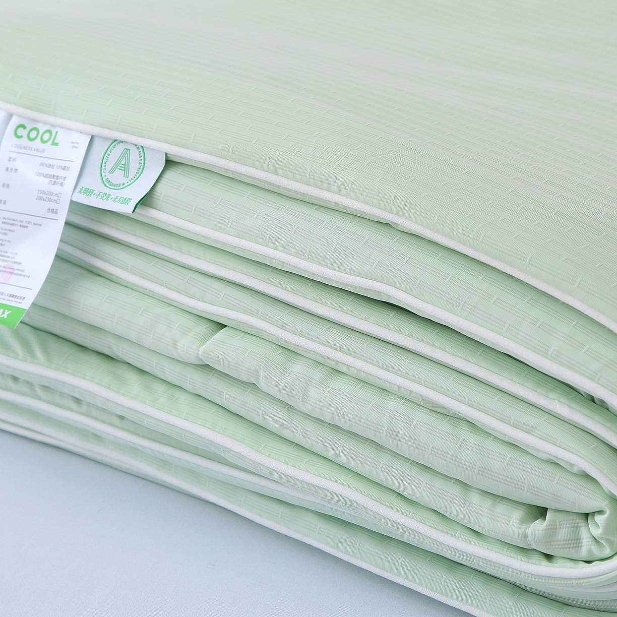 91家纺网 家纺一手货源 找家纺 亚龙工厂店 2026新款针织提花凉感被夏被夏凉被空调被 果绿色