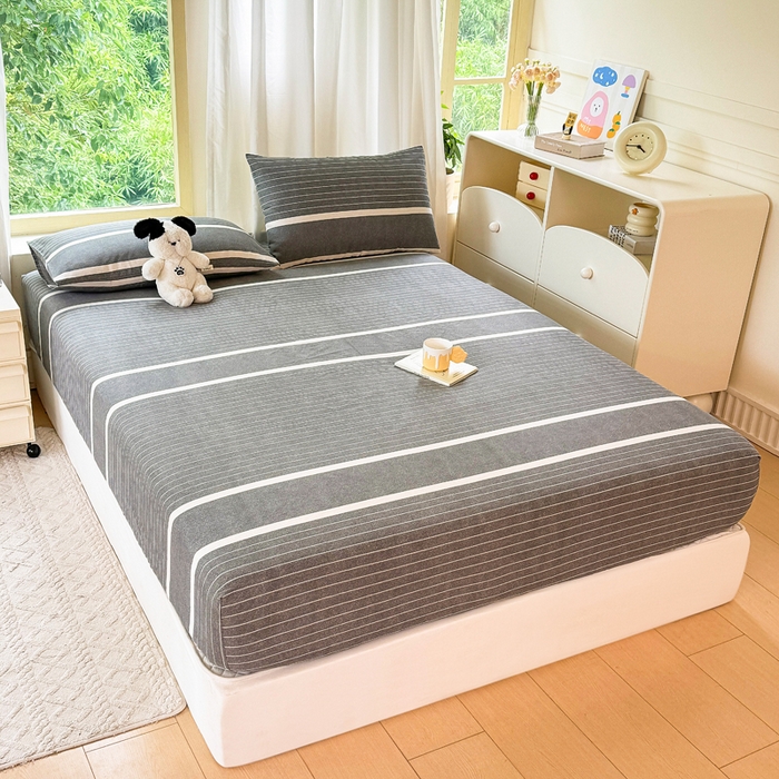 91家纺网 家纺一手货源 找家纺 爱彼家纺 2026原棉加厚老粗布床笠凉感床罩可当凉席床笠三件套 老粗布床笠-威廉