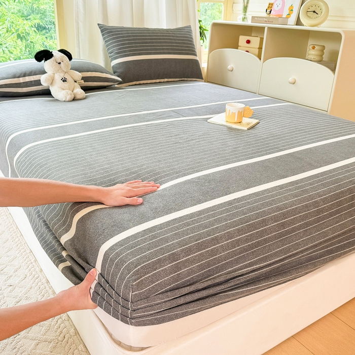 91家纺网 家纺一手货源 找家纺 爱彼家纺 2026原棉加厚老粗布床笠凉感床罩可当凉席床笠三件套 老粗布床笠-威廉