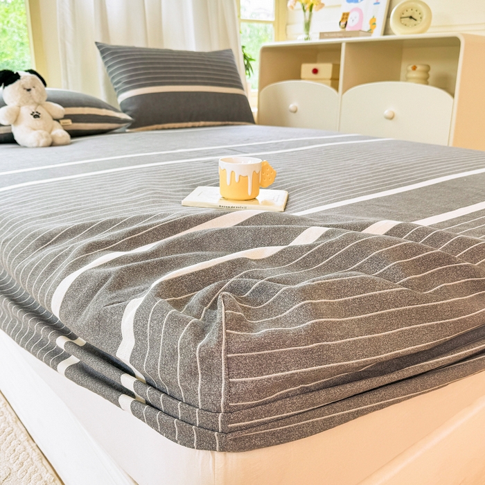 91家纺网 家纺一手货源 找家纺 爱彼家纺 2026原棉加厚老粗布床笠凉感床罩可当凉席床笠三件套 老粗布床笠-威廉