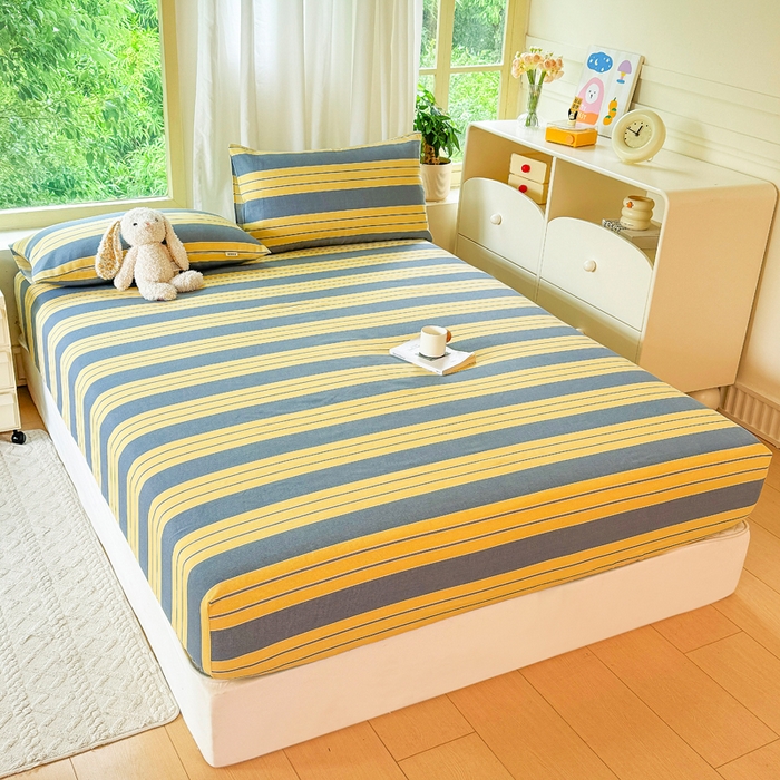 91家纺网 家纺一手货源 找家纺 爱彼家纺 2026原棉加厚老粗布床笠凉感床罩可当凉席床笠三件套 老粗布床笠-约定