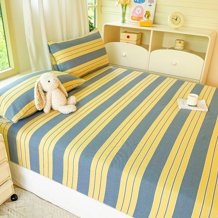 91家纺网 家纺一手货源 找家纺 爱彼家纺 2026原棉加厚老粗布床笠凉感床罩可当凉席床笠三件套 老粗布床笠-约定