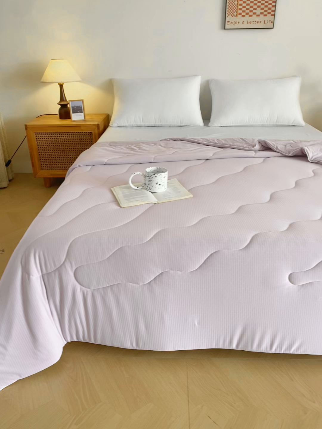 91家纺网 家纺一手货源 找家纺 亚龙工厂店 2026新款针织提花凉感被夏被夏凉被空调被 玉色