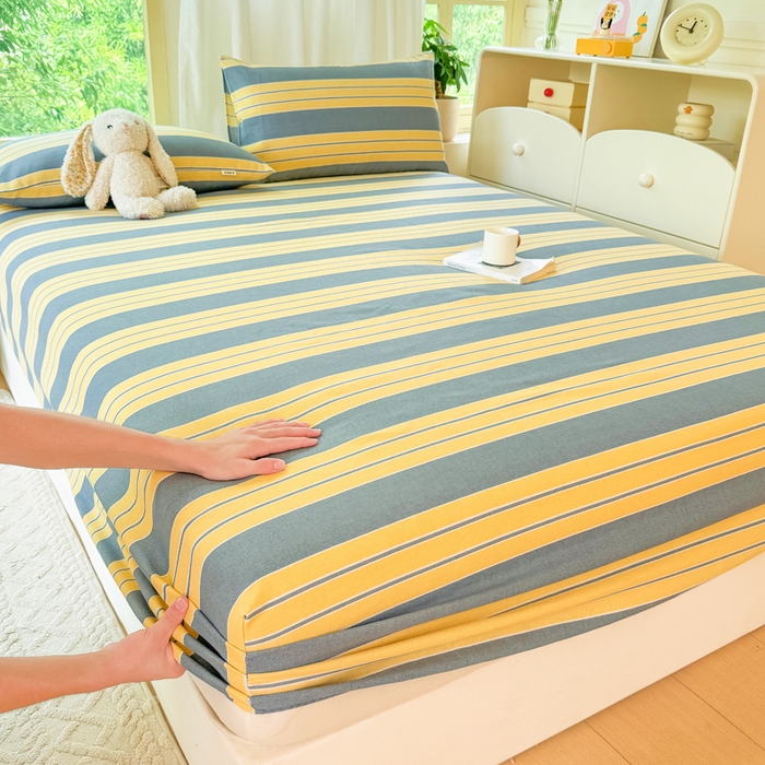 91家纺网 家纺一手货源 找家纺 爱彼家纺 2026原棉加厚老粗布床笠凉感床罩可当凉席床笠三件套 老粗布床笠-约定