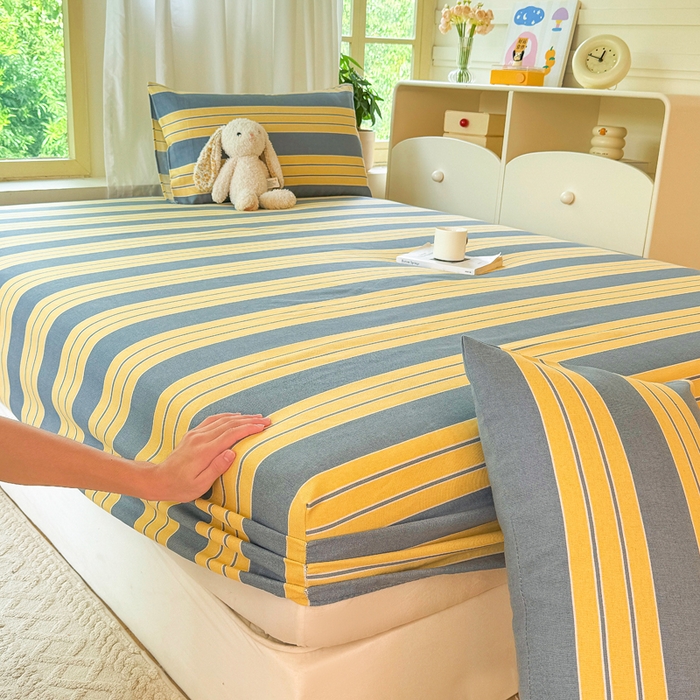 91家纺网 家纺一手货源 找家纺 爱彼家纺 2026原棉加厚老粗布床笠凉感床罩可当凉席床笠三件套 老粗布床笠-约定