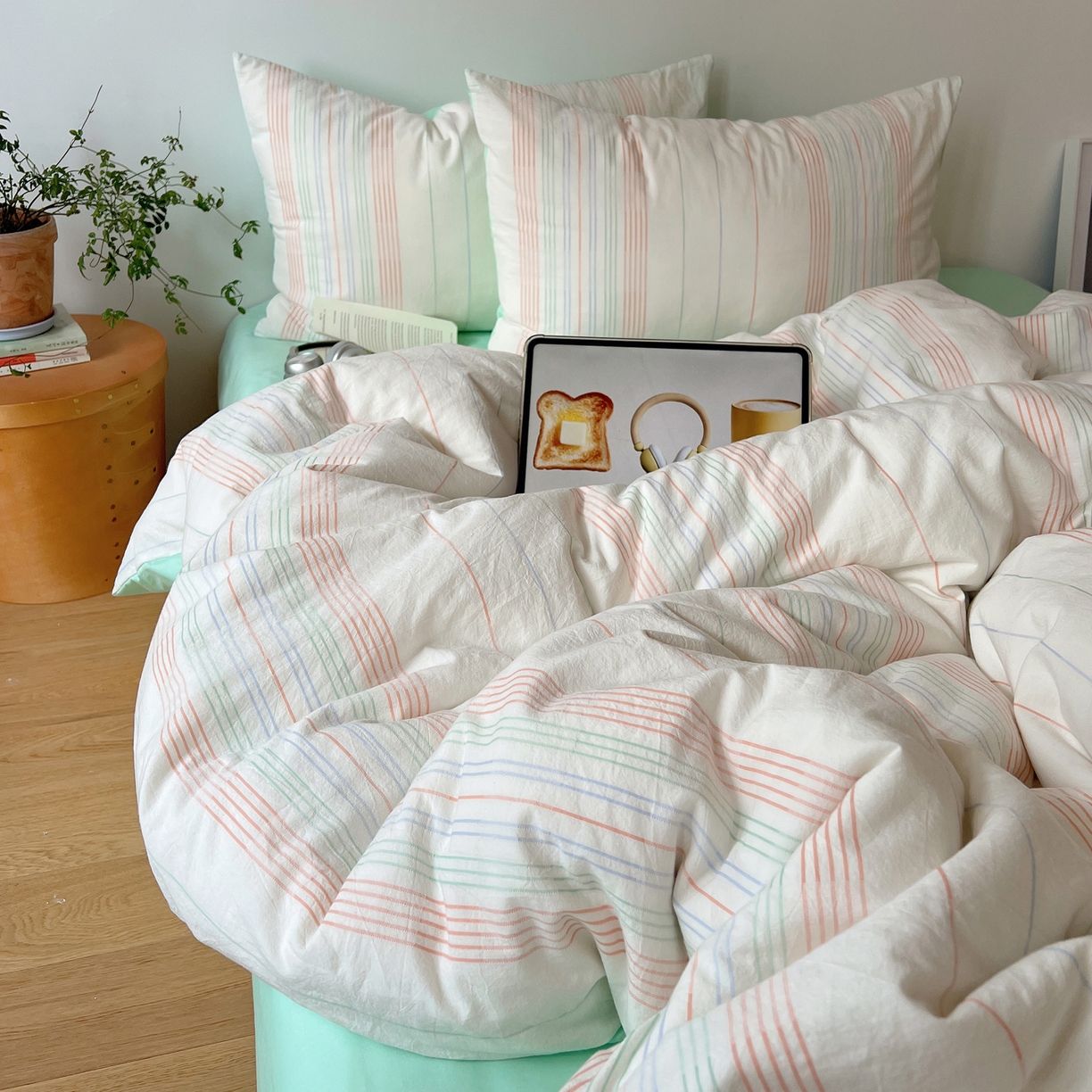 91家纺网 家纺一手货源 找家纺 （总）女子家纺 2026新款全棉纯棉水洗棉色织小提花四件套简纹