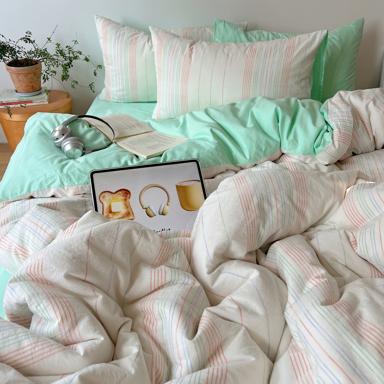 91家纺网 家纺一手货源 找家纺 （总）女子家纺 2026新款全棉纯棉水洗棉色织小提花四件套简纹