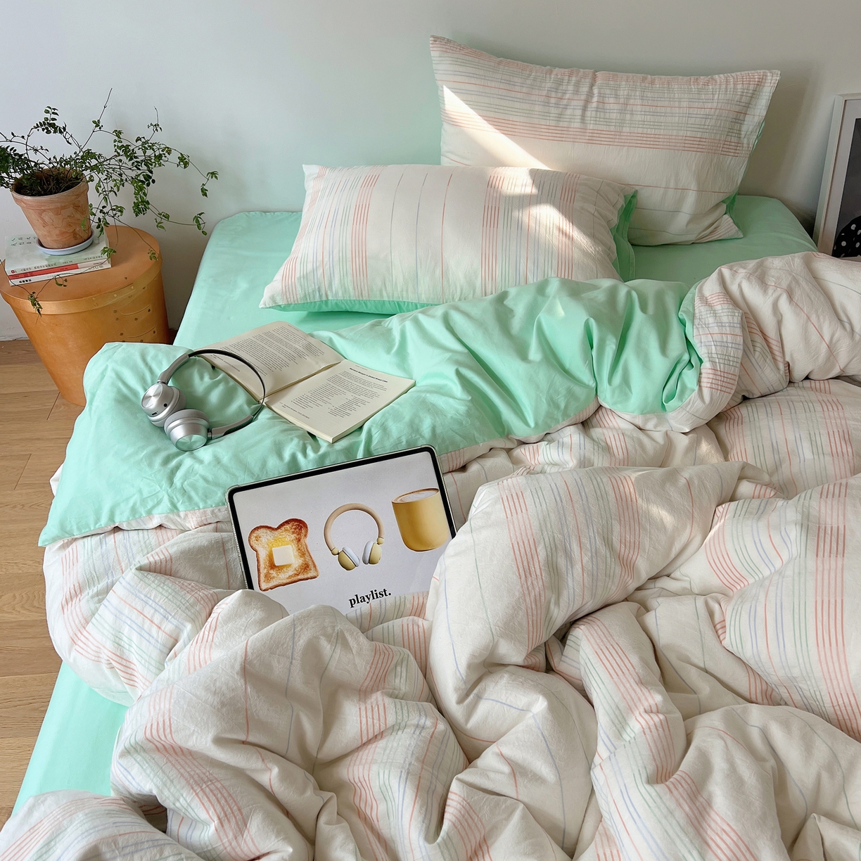 91家纺网 家纺一手货源 找家纺 （总）女子家纺 2026新款全棉纯棉水洗棉色织小提花四件套简纹